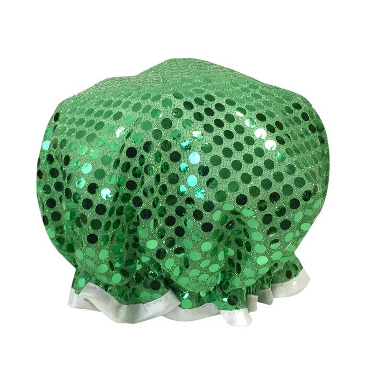 Wrapables Trendy Satin Shower Cap, Green Glitter
